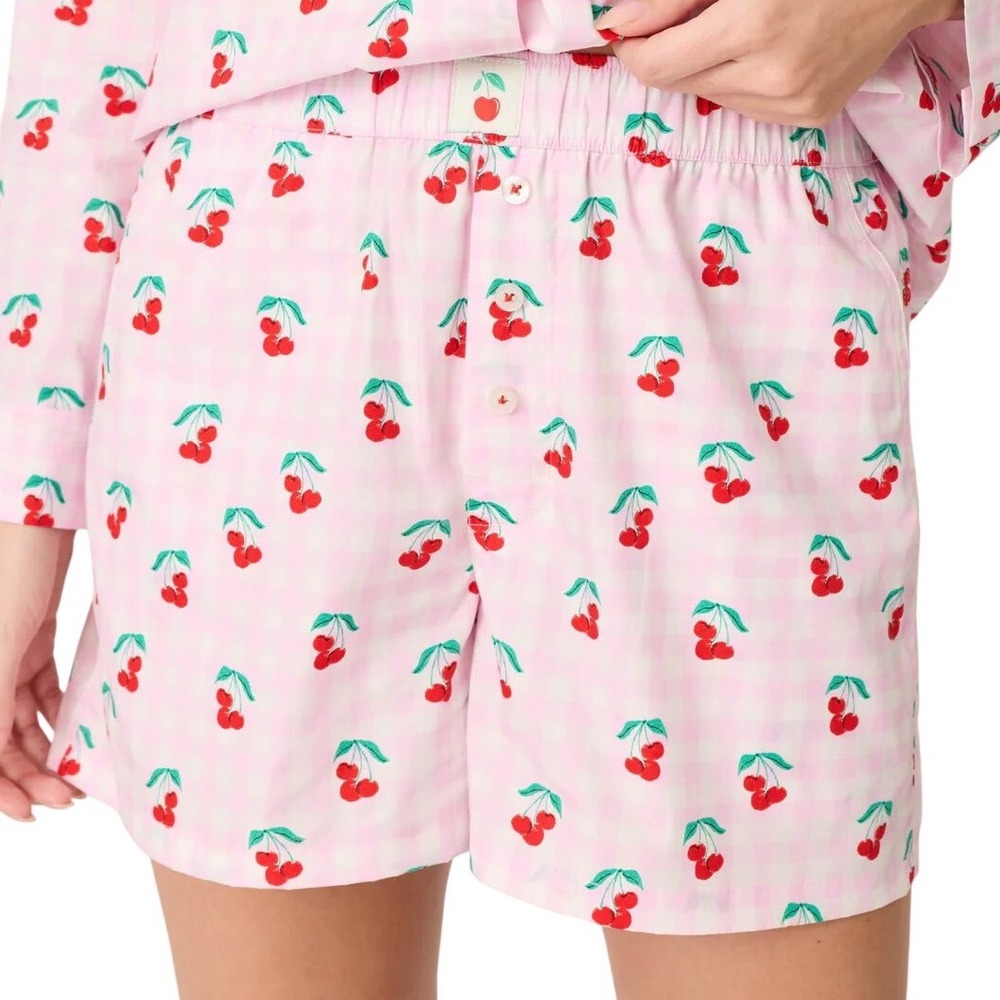 PJ Salvage Pink Afterparty Oh Cherry Shorts Gingham Cherry Boxer Medium NWTs